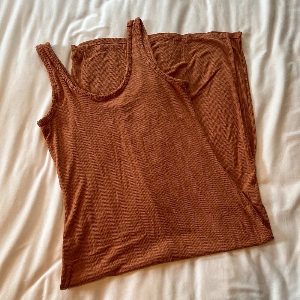 Camel Ribbed Midi/Maxi Dress